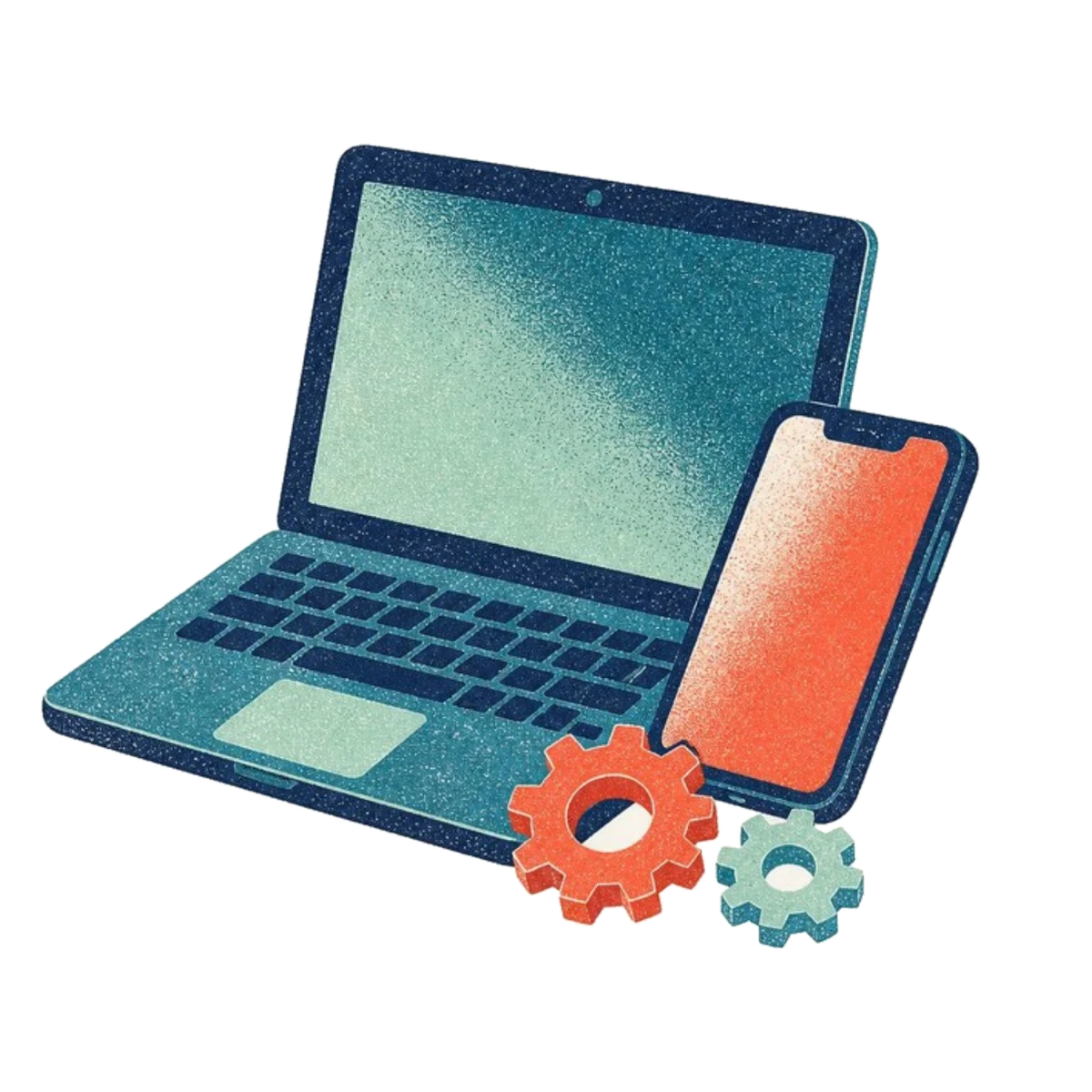 A laptop, a phone and two gears: apps, web and automation