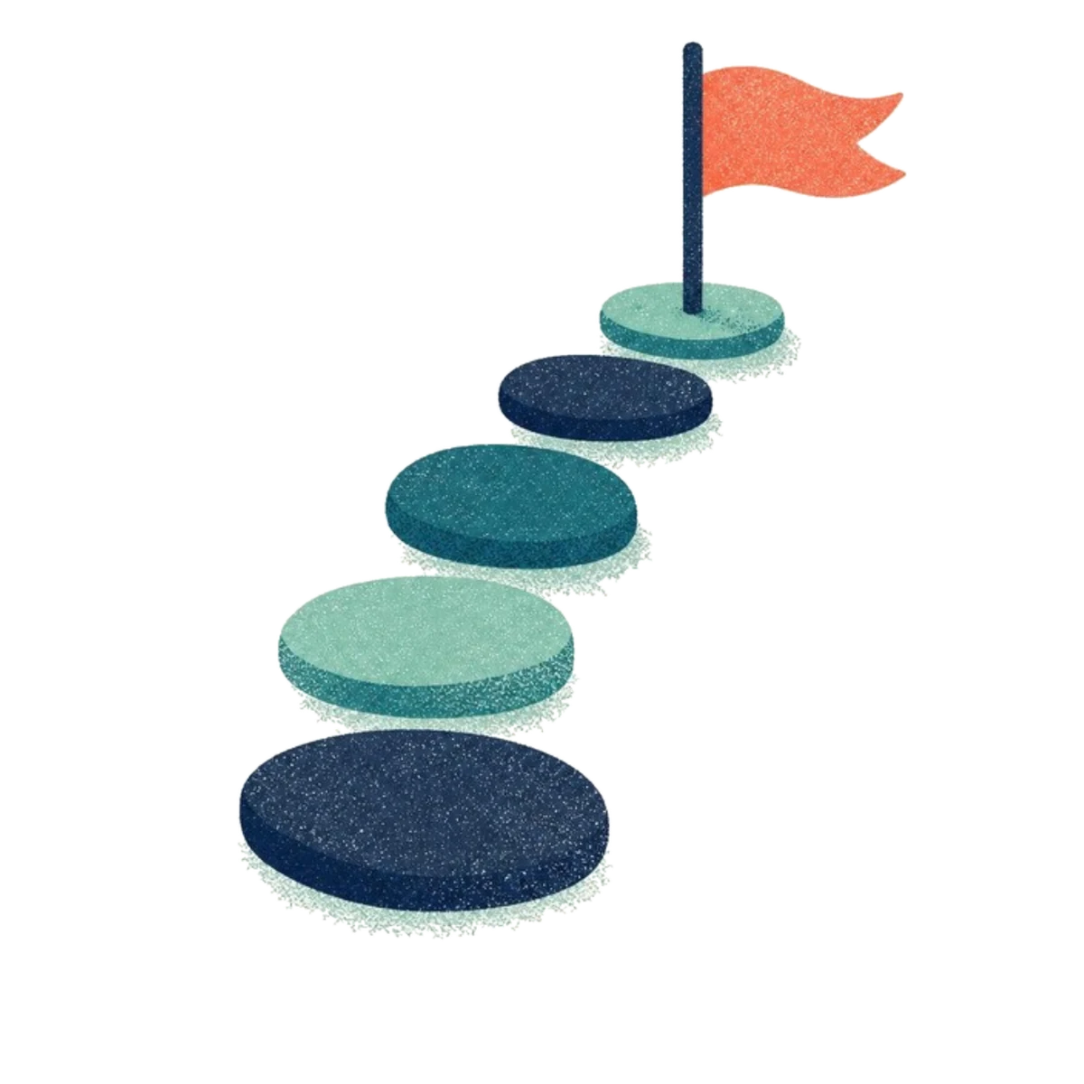 Stepping stones leading to a flag